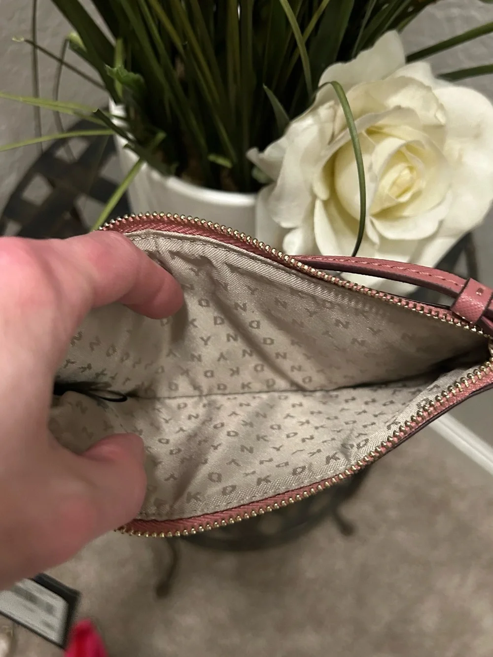 DKNY Rose Pink Wristlet Clutch with Removable Strap